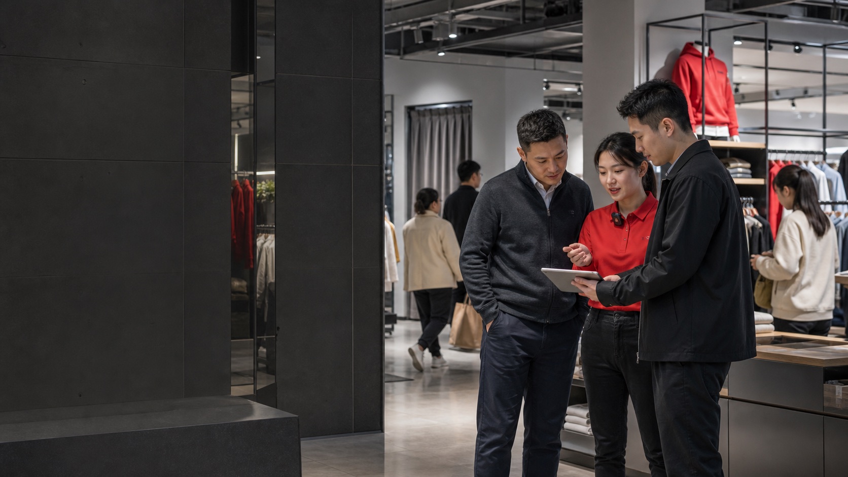 服装零售现场团队与工程人员共同复盘门店销售过程